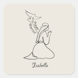 Prayer Warrior Design & Customise Name Square Sticker