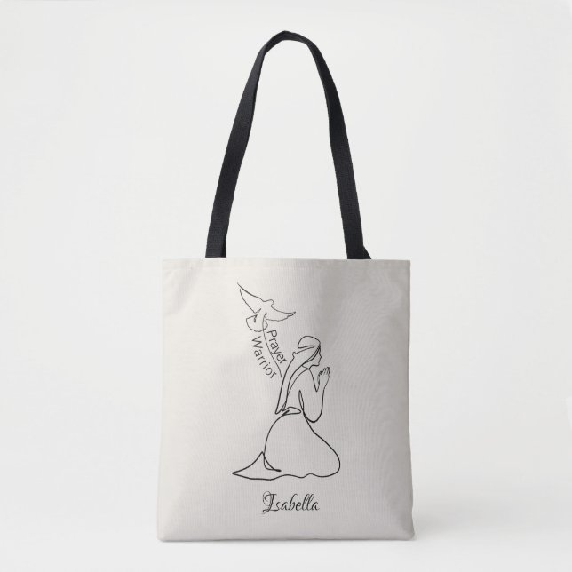 Prayer Warrior Design & Customise Name  Tote Bag (Front)