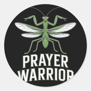 Prayer warrior funny mantis saying vintage Prayer Classic Round Sticker