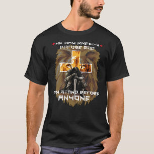 Prayer Warrior Lion Judah Christian Cross Graphic T-Shirt
