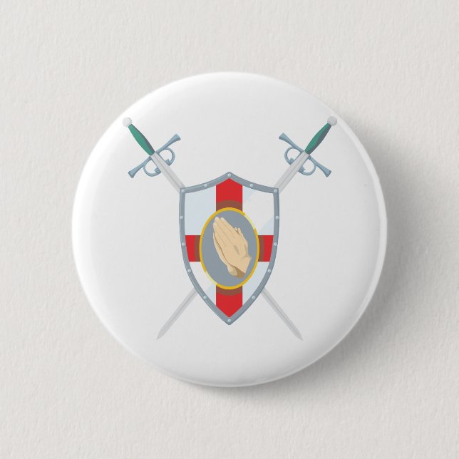 Prayer Warrior With Praying Hands 6 Cm Round Badge (Front)