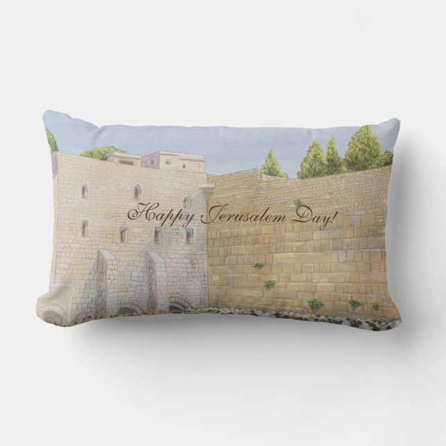 Prayer, Western Wall KOTEL Jerusalem Old City ART Lumbar Cushion (Front)