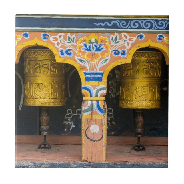 Prayer Wheels Ceramic Tile (Front)