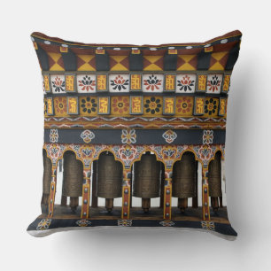 Prayer Wheels in a small public square Cushion