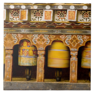 Prayer Wheels, Mani Wheel at Trongsa Dzong, Ceramic Tile