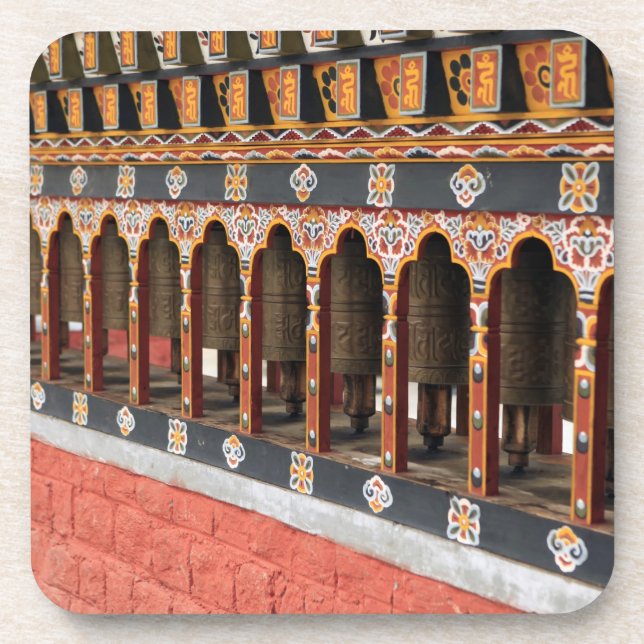Prayer Wheels of the central square in Thimphu Coaster (Front)