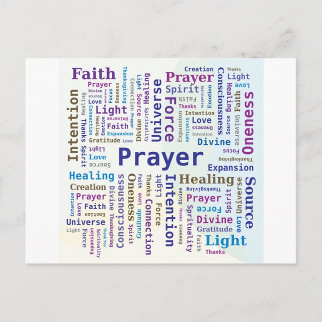Prayer Word Cloud Multicolored Postcard (Front)