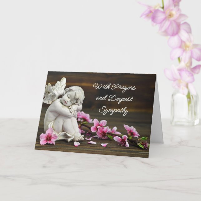 Prayers and Sympathy Angel condolences  Card (Orchid)