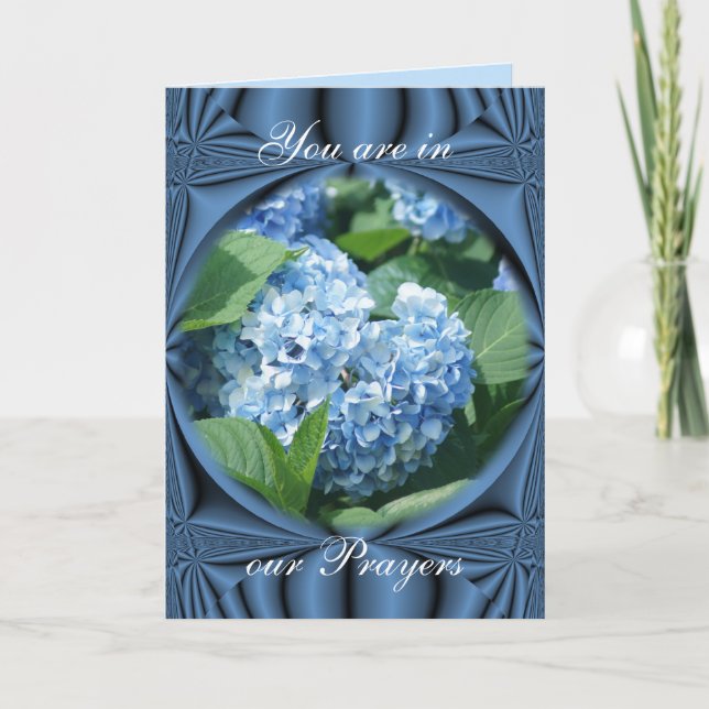 Prayers - blue hydrangea- customise any occasion card (Front)
