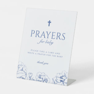 Prayers for Baby Blue Floral Baptism Pedestal Sign