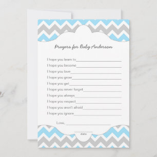 Prayers for Baby, BOY baby shower wishes game Advice Card