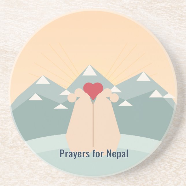 Prayers for Nepal Sandstone Coaster (Front)