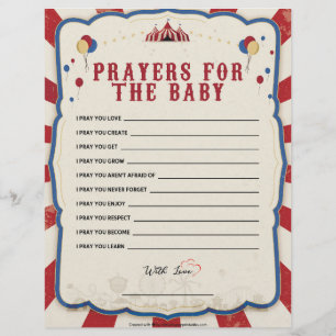 Prayers For The Baby [Circus Theme] Custom Letterhead