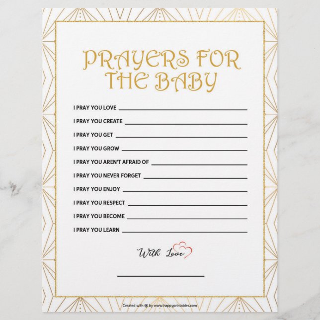 Prayers For The Baby [Golden Lines] Custom Letterhead (Front)