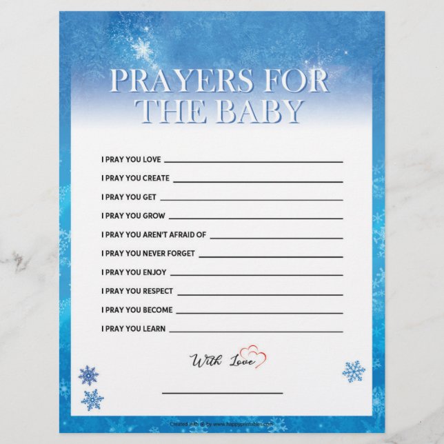 Prayers For The Baby [Snowy Blue] Custom Letterhead (Front)