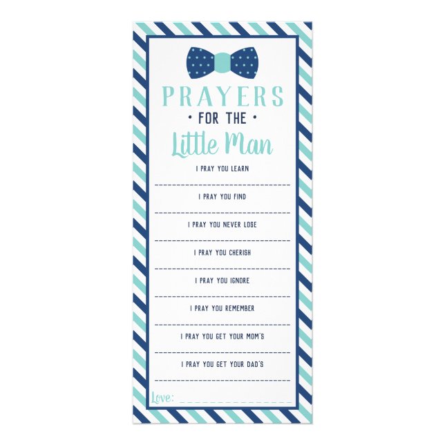 Prayers for the Little Man, Navy, Turquoise Rack Card (Front)