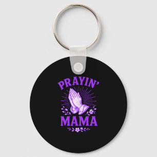 Prayin Mama Christian Mom Religious Praying Hands Key Ring
