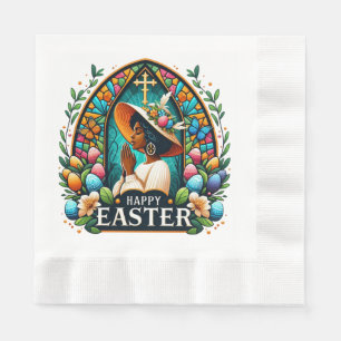 Praying African American Woman Religious Easter Napkin