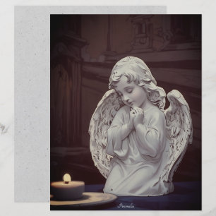 Praying Angel Cherub Statue Candle Scrapbook Paper