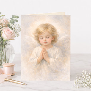 Praying Angel Child Watercolor Religious Card