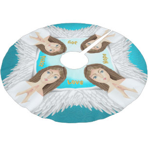 Praying Angel Christmas Brushed Polyester Tree Skirt