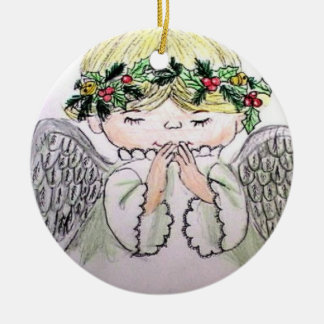 praying angel christmas ceramic ornament