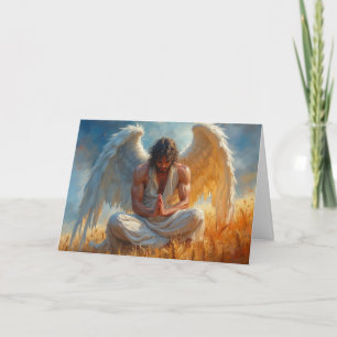 Praying Angel In Field Thanksgiving Holiday Card