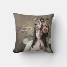 Praying Angel, Unique Customisable Throw Pillow