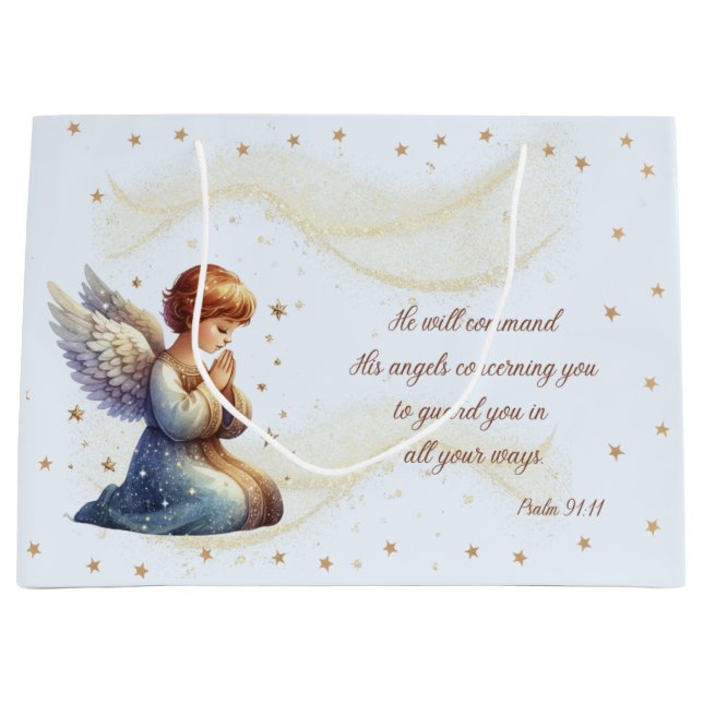 Praying Angel with Psalm 91:11 Gift Bag (Front)