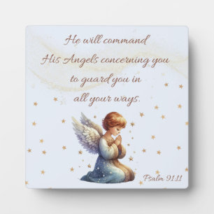 Praying Angel with Psalm 91:11 Plaque