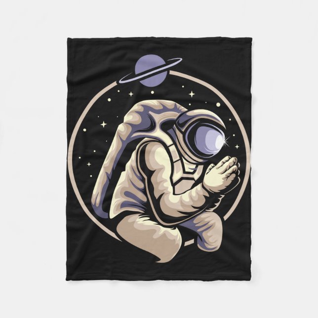 Praying Astronaut Fleece Blanket (Front)