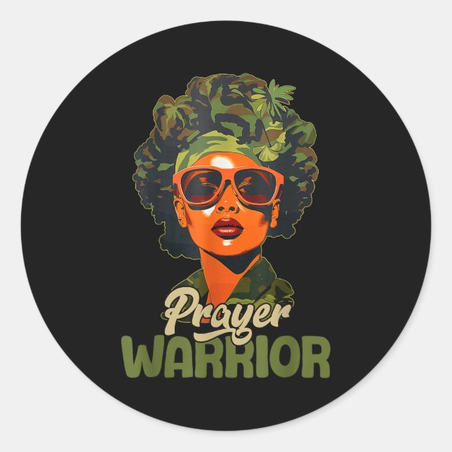 Praying Black Woman Afro Christian Sayings Prayer  Classic Round Sticker (Front)