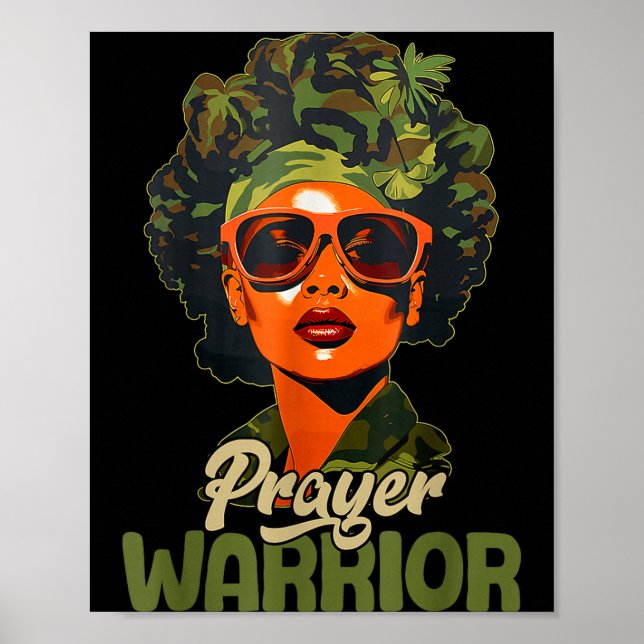 Praying Black Woman Afro Christian Sayings Prayer  Poster (Front)