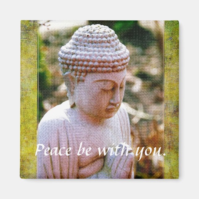 Praying Buddha Peace Quote Magnet (Front)