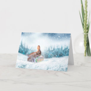 Praying Bunny Rabbit Christmas Holiday Card