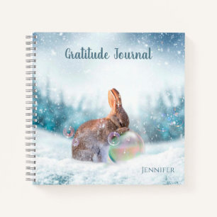 Praying Bunny Rabbit in Snow Gratitude Journal