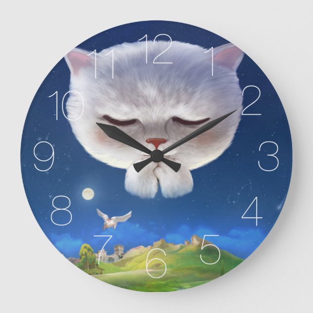 Praying Cat Large Clock (Front)