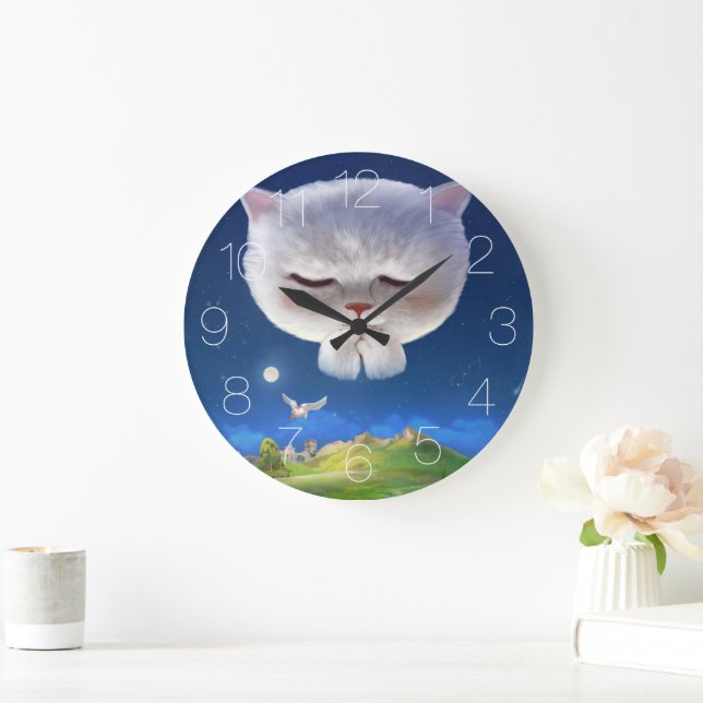 Praying Cat Large Clock (Home)