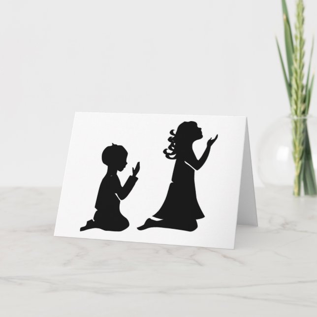 Praying Children Black Silhouettes Card (Front)