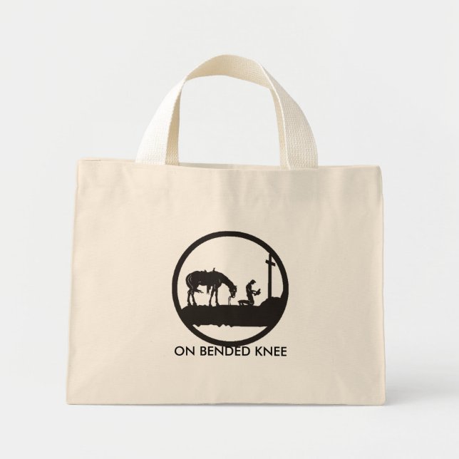 praying cowboy, ON BENDED KNEE Mini Tote Bag (Front)