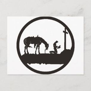 praying cowboy postcard