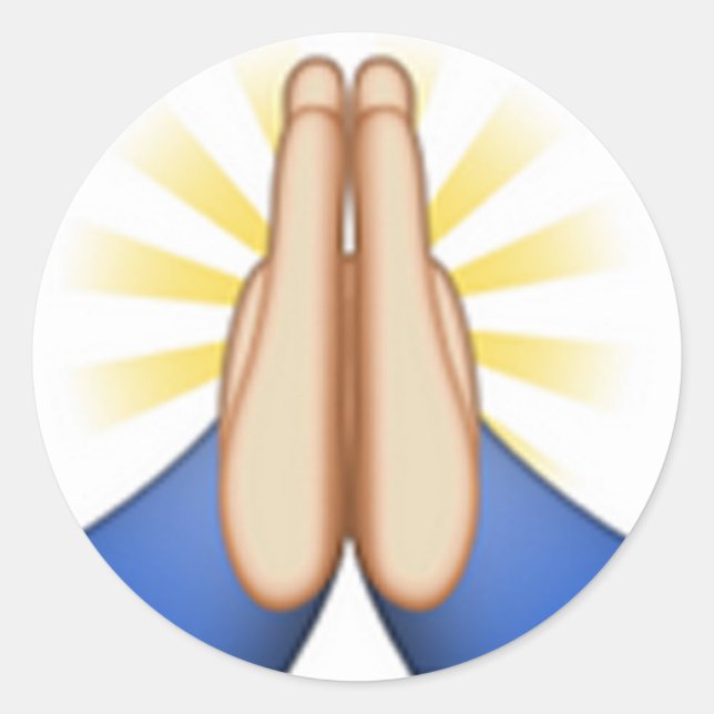 praying emoji classic round sticker (Front)
