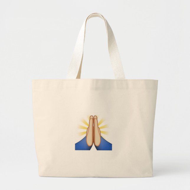 praying emoji large tote bag (Front)