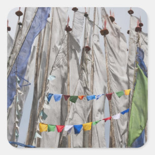 Praying flag poles in mountain, Yotongla Pass 2 Square Sticker