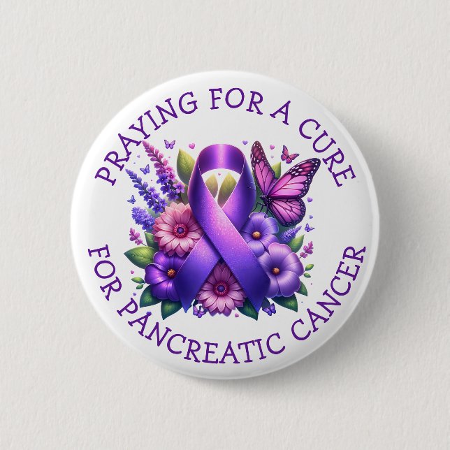 Praying for a Cure for Pancreatic Cancer 6 Cm Round Badge (Front)
