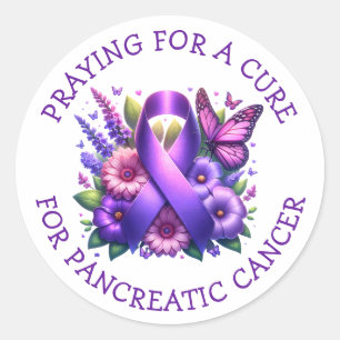 Praying for a Cure for Pancreatic Cancer Classic Round Sticker