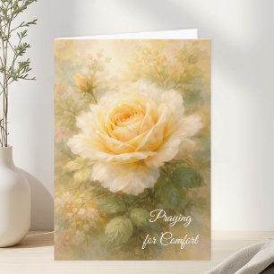 Praying for Comfort Christian Yellow Rose Sympathy Card