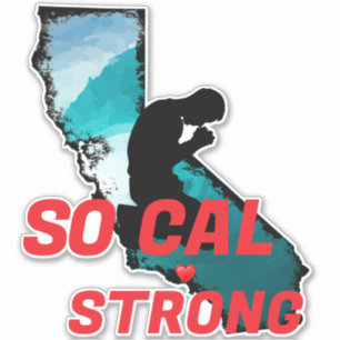 PRAYING FOR SO CAL STRONG Red Blk CA Ocean Heart