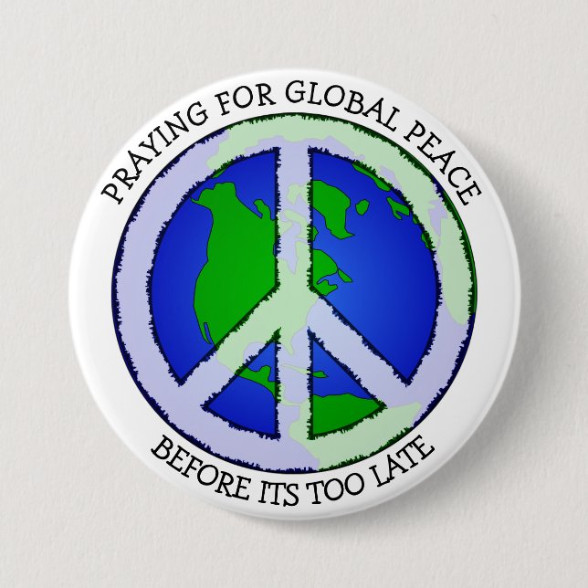 Praying for World Peace Earth Button (Front)