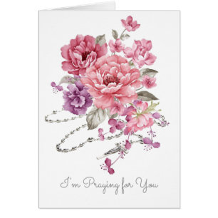 Praying for You Floral Catholic Holy Rosary